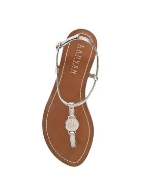 NWOT Lauren Ralph Lauren Metallic Silver T-Strap Sandal